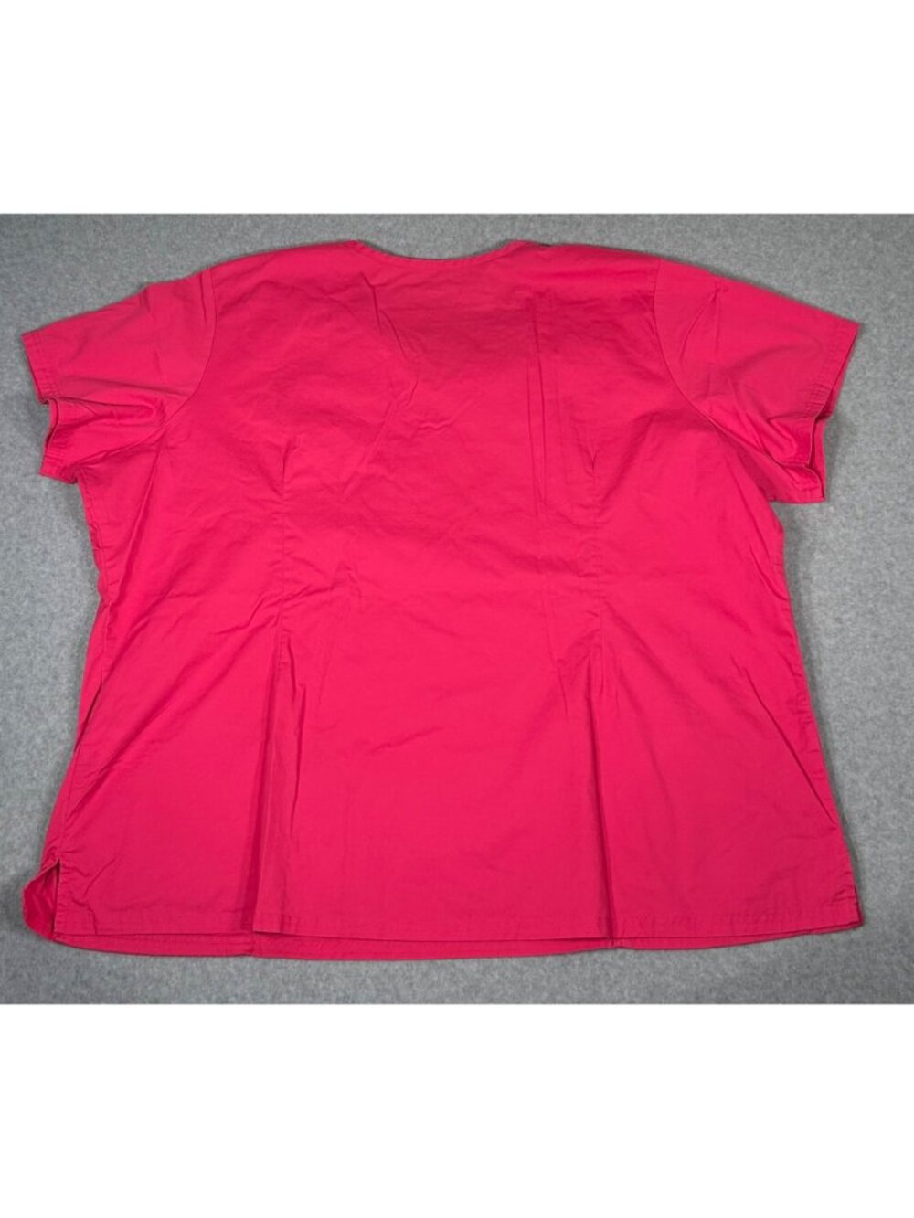 Butter-Soft Stretch Women's Plus Sz 4X Pink V-Neck Scrub Top w/ Pockets - Picture 3 of 8